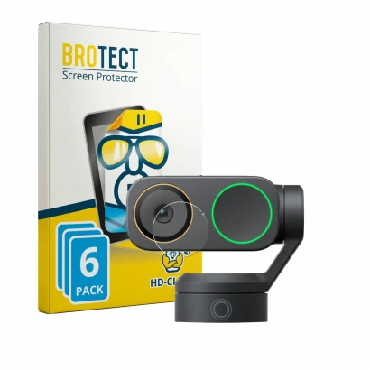 Parte frontale di una confezione del prodotto con il logo del marchio BROTECT. Accanto è raffigurato il dispositivo Insta360 L