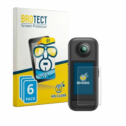 Parte frontale di una confezione del prodotto con il logo del marchio BROTECT. Accanto è raffigurato il dispositivo Akaso 360