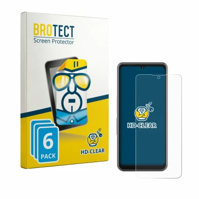 Parte frontale di una confezione del prodotto con il logo del marchio BROTECT. Accanto è raffigurato il dispositivo Sonim XP P