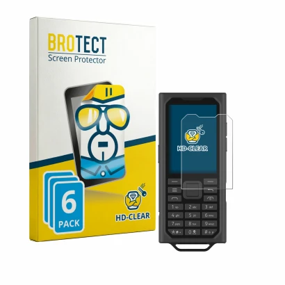 Parte frontale di una confezione del prodotto con il logo del marchio BROTECT. Accanto è raffigurato il dispositivo HMD Terra