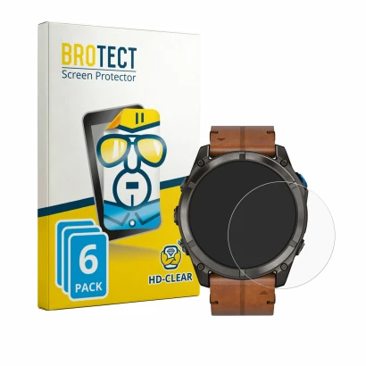 Parte frontale di una confezione del prodotto con il logo del marchio BROTECT. Accanto è raffigurato il dispositivo Garmin D2