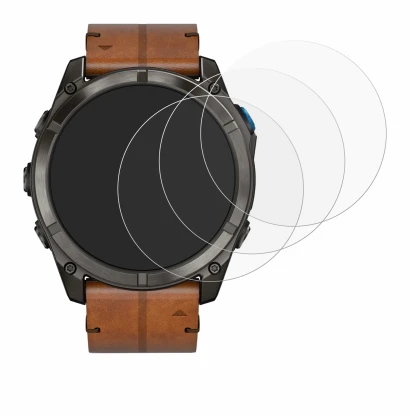Immagine del dispositivo Garmin D2 Mach 2 Pro (51 mm) con un'ampia varietà di protezioni per lo schermo.