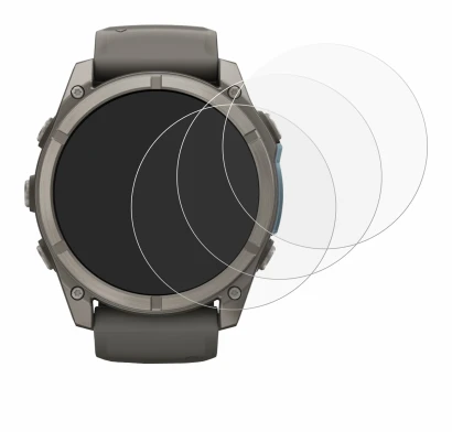 Immagine del dispositivo Garmin Fenix 9 (51 mm) con un'ampia varietà di protezioni per lo schermo.