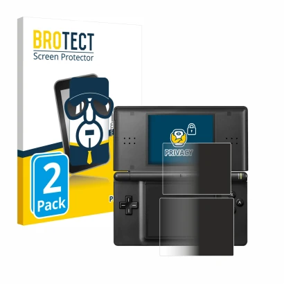 Parte frontale di una confezione del prodotto con il logo del marchio BROTECT. Accanto è raffigurato il dispositivo Nintendo D
