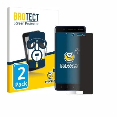 Parte frontale di una confezione del prodotto con il logo del marchio BROTECT. Accanto è raffigurato il dispositivo Nokia 5 co