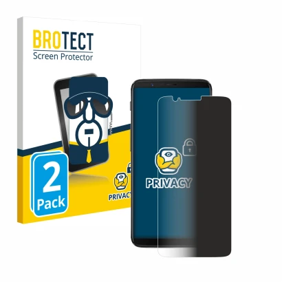 Parte frontale di una confezione del prodotto con il logo del marchio BROTECT. Accanto è raffigurato il dispositivo OnePlus 5T