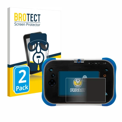 Parte frontale di una confezione del prodotto con il logo del marchio BROTECT. Accanto è raffigurato il dispositivo Vtech Stor