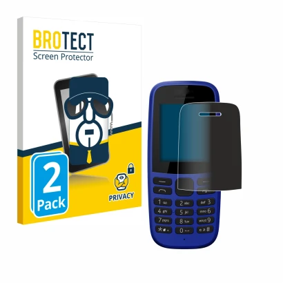 Parte frontale di una confezione del prodotto con il logo del marchio BROTECT. Accanto è raffigurato il dispositivo Nokia 105 