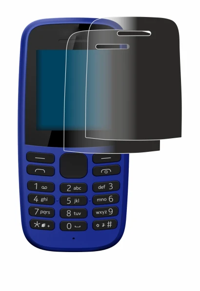 Immagine del dispositivo Nokia 105 DS 2019 con un'ampia varietà di protezioni per lo schermo.