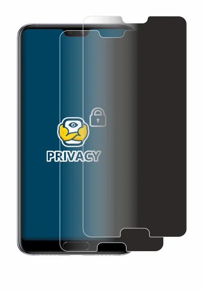 Immagine del dispositivo Huawei P20 Plus con un'ampia varietà di protezioni per lo schermo.