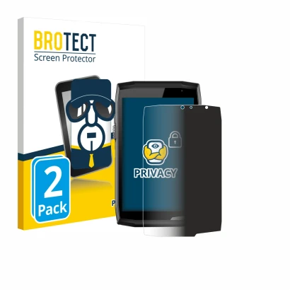 Parte frontale di una confezione del prodotto con il logo del marchio BROTECT. Accanto è raffigurato il dispositivo Crosscall 