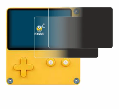 Immagine del dispositivo Panic Playdate con un'ampia varietà di protezioni per lo schermo.