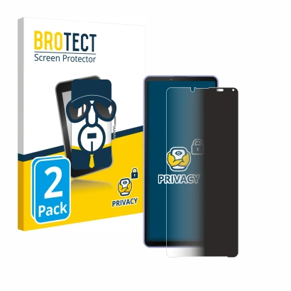 Parte frontale di una confezione del prodotto con il logo del marchio BROTECT. Accanto è raffigurato il dispositivo Sony Xperi