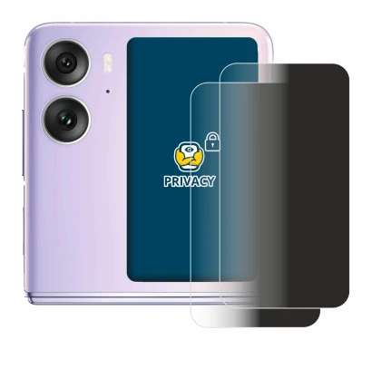 Immagine del dispositivo Oppo Find N2 Flip (Display posteriore) con un'ampia varietà di protezioni per lo schermo.