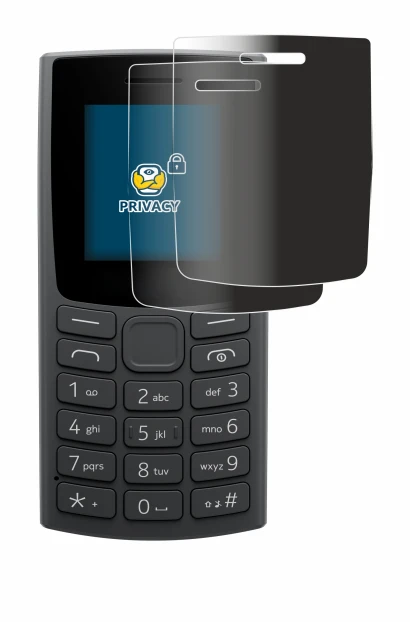 Immagine del dispositivo Nokia 110 (2023) con un'ampia varietà di protezioni per lo schermo.