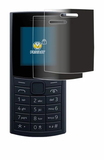 Immagine del dispositivo Nokia 110 4G (2023) con un'ampia varietà di protezioni per lo schermo.