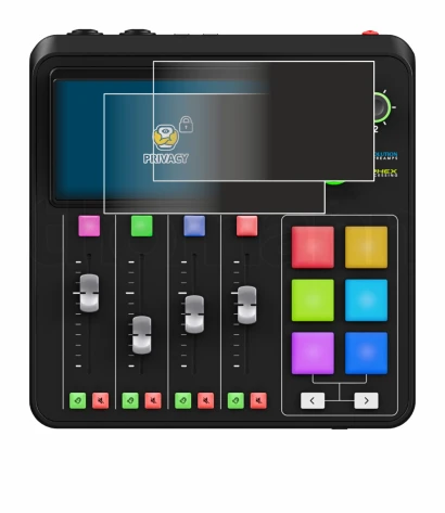 Immagine del dispositivo Rode Rodecaster Duo con un'ampia varietà di protezioni per lo schermo.