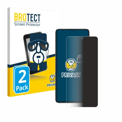 Parte frontale di una confezione del prodotto con il logo del marchio BROTECT. Accanto è raffigurato il dispositivo Xiaomi Poc