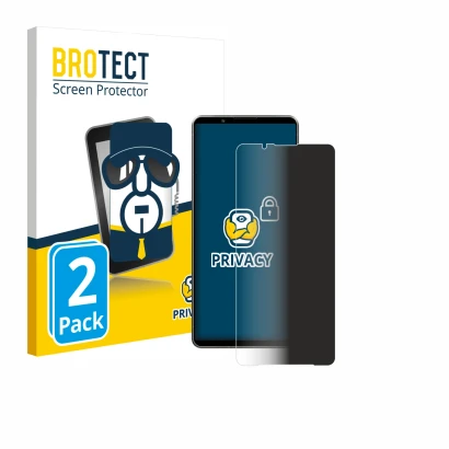 Parte frontale di una confezione del prodotto con il logo del marchio BROTECT. Accanto è raffigurato il dispositivo Sony Xperi