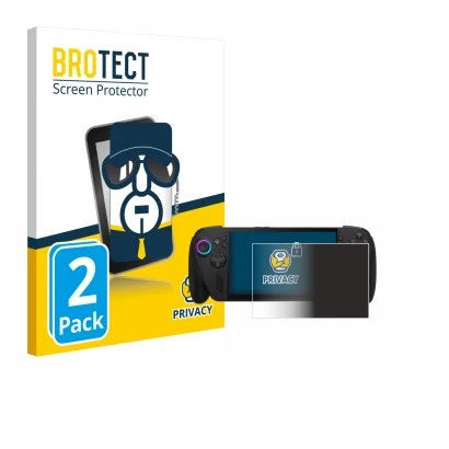 Parte frontale di una confezione del prodotto con il logo del marchio BROTECT. Accanto è raffigurato il dispositivo ASUS ROG A