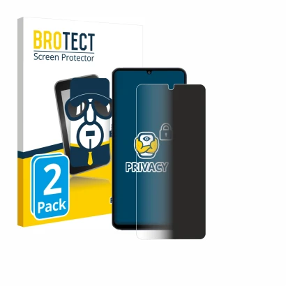 Parte frontale di una confezione del prodotto con il logo del marchio BROTECT. Accanto è raffigurato il dispositivo Samsung Ga