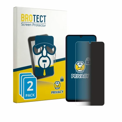 Parte frontale di una confezione del prodotto con il logo del marchio BROTECT. Accanto è raffigurato il dispositivo Samsung Ga