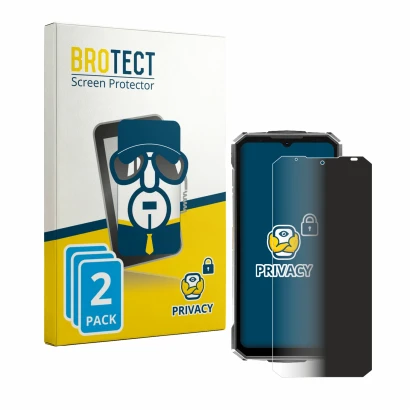 Parte frontale di una confezione del prodotto con il logo del marchio BROTECT. Accanto è raffigurato il dispositivo Doogee Fir