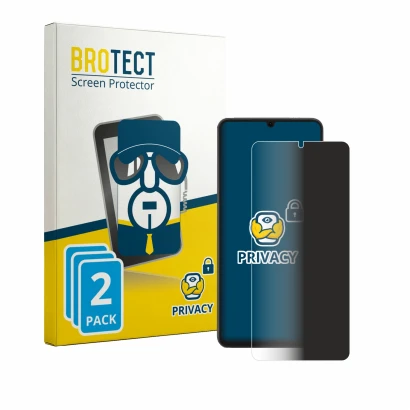 Parte frontale di una confezione del prodotto con il logo del marchio BROTECT. Accanto è raffigurato il dispositivo Honor X6d 