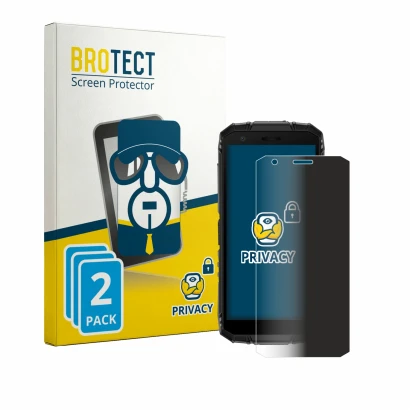 Parte frontale di una confezione del prodotto con il logo del marchio BROTECT. Accanto è raffigurato il dispositivo Doogee Fir