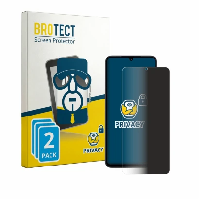 Parte frontale di una confezione del prodotto con il logo del marchio BROTECT. Accanto è raffigurato il dispositivo Honor X5d 