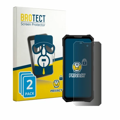 Parte frontale di una confezione del prodotto con il logo del marchio BROTECT. Accanto è raffigurato il dispositivo Doogee V50