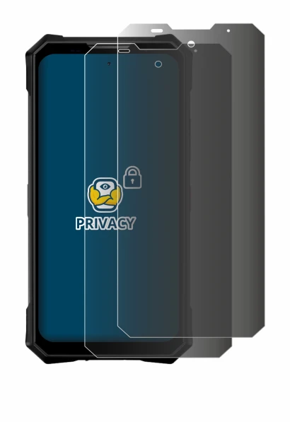 Immagine del dispositivo Doogee V50 con un'ampia varietà di protezioni per lo schermo.