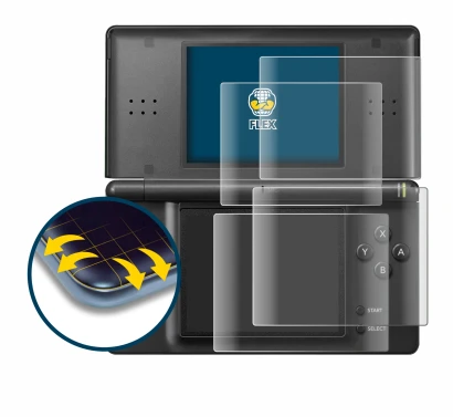 Immagine del dispositivo Nintendo DS LITE con un'ampia varietà di protezioni per lo schermo.