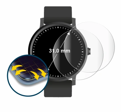 Immagine del dispositivo Orologi (circolare, ø: 31 mm) con un'ampia varietà di protezioni per lo schermo.