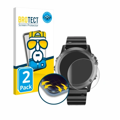 Parte frontale di una confezione del prodotto con il logo del marchio BROTECT. Accanto è raffigurato il dispositivo Garmin Fen