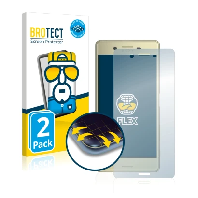 Parte frontale di una confezione del prodotto con il logo del marchio BROTECT. Accanto è raffigurato il dispositivo Sony Xperi