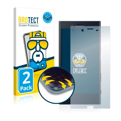 Parte frontale di una confezione del prodotto con il logo del marchio BROTECT. Accanto è raffigurato il dispositivo Sony Xperi