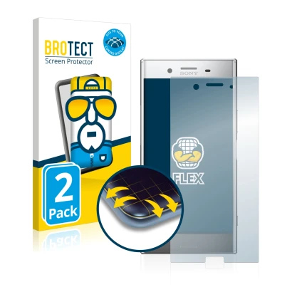Parte frontale di una confezione del prodotto con il logo del marchio BROTECT. Accanto è raffigurato il dispositivo Sony Xperi
