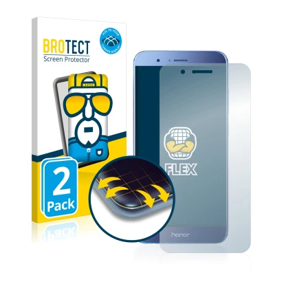Parte frontale di una confezione del prodotto con il logo del marchio BROTECT. Accanto è raffigurato il dispositivo Honor 8 Pr