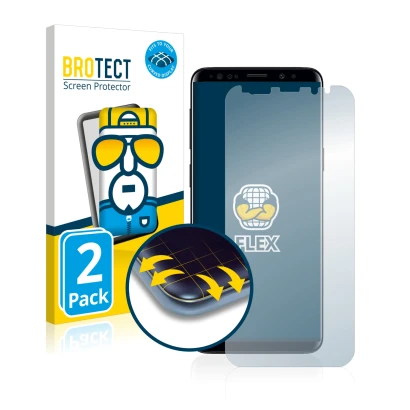 Parte frontale di una confezione del prodotto con il logo del marchio BROTECT. Accanto è raffigurato il dispositivo Samsung Ga