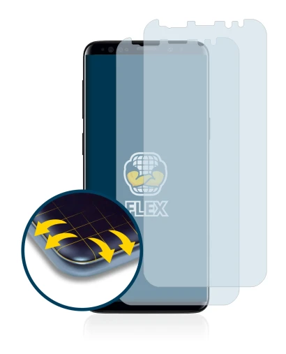 Immagine del dispositivo Samsung Galaxy S9 Plus con un'ampia varietà di protezioni per lo schermo.