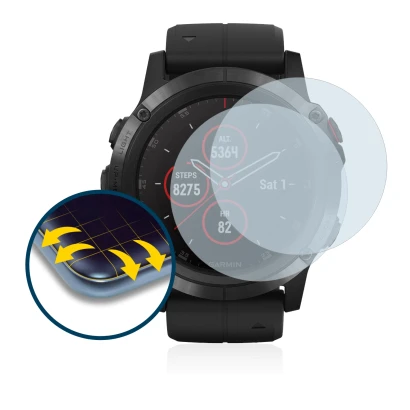 Immagine del dispositivo Garmin Fenix 5X Plus (51 mm) con un'ampia varietà di protezioni per lo schermo.