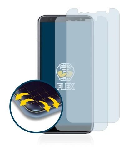 Immagine del dispositivo Samsung Galaxy J6 Plus con un'ampia varietà di protezioni per lo schermo.