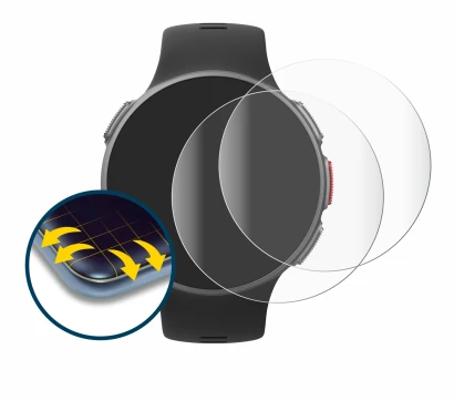 Immagine del dispositivo Polar Vantage V con un'ampia varietà di protezioni per lo schermo.