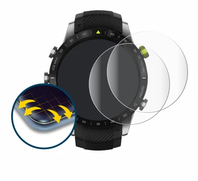 Immagine del dispositivo Garmin Marq Athlete con un'ampia varietà di protezioni per lo schermo.