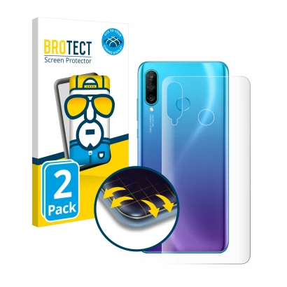 Parte frontale di una confezione del prodotto con il logo del marchio BROTECT. Accanto è raffigurato il dispositivo Huawei P30