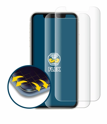 Immagine del dispositivo Apple iPhone 11 con un'ampia varietà di protezioni per lo schermo.