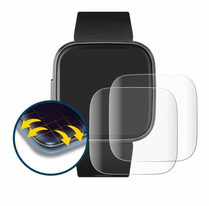 Immagine del dispositivo Fitbit Versa 2 con un'ampia varietà di protezioni per lo schermo.