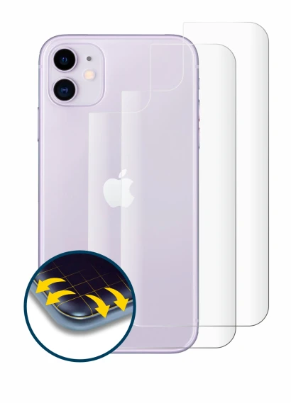 Immagine del dispositivo Apple iPhone 11 (Posteriore) con un'ampia varietà di protezioni per lo schermo.