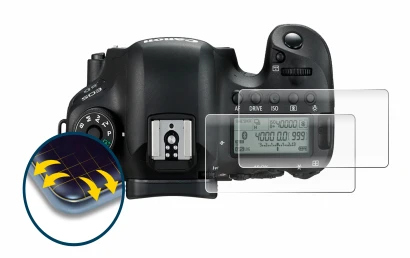 Immagine del dispositivo Canon EOS 6D (display a spalla) con un'ampia varietà di protezioni per lo schermo.